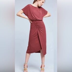 ⭐️Anthropologie Moulinette Soeurs Etta Ruched Midi Dress Size XS